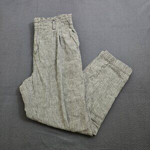 LOFT Women S Pinstripe Relaxed Linen Blend Casual Pants With Elastic Waist